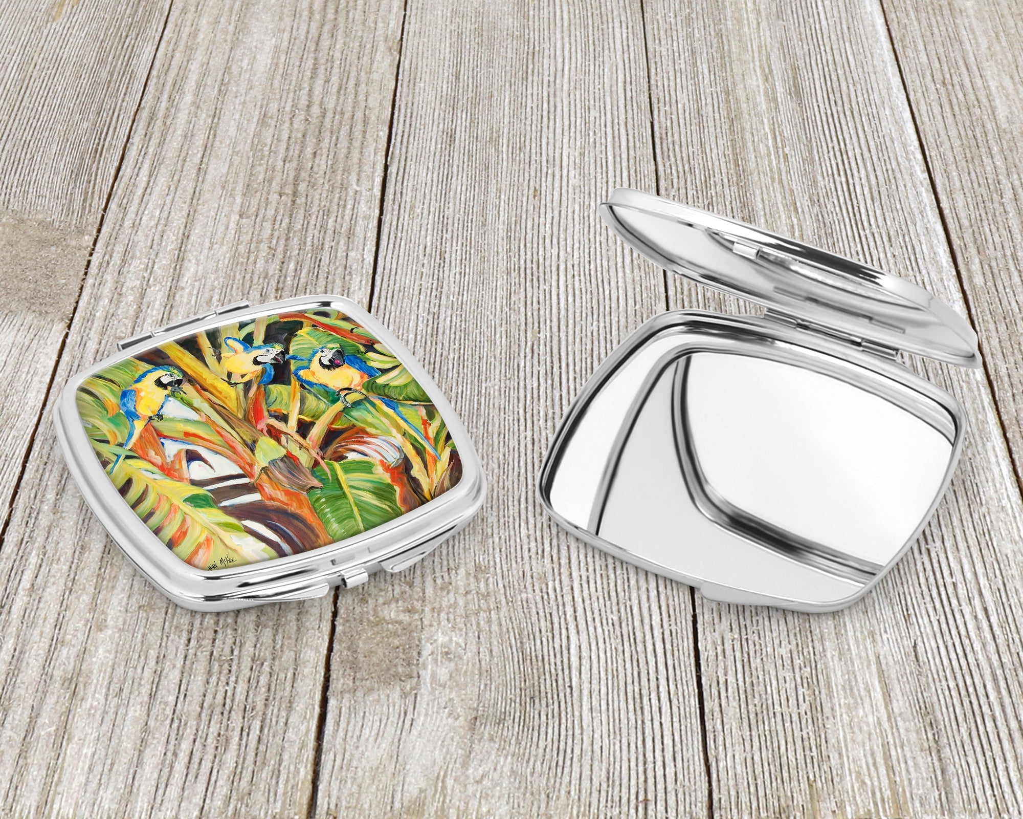 Parrots Compact Mirror Decorative Travel Makeup Mirror for Women Girls Gifts Pocket Makeup Mirror Folding Handheld