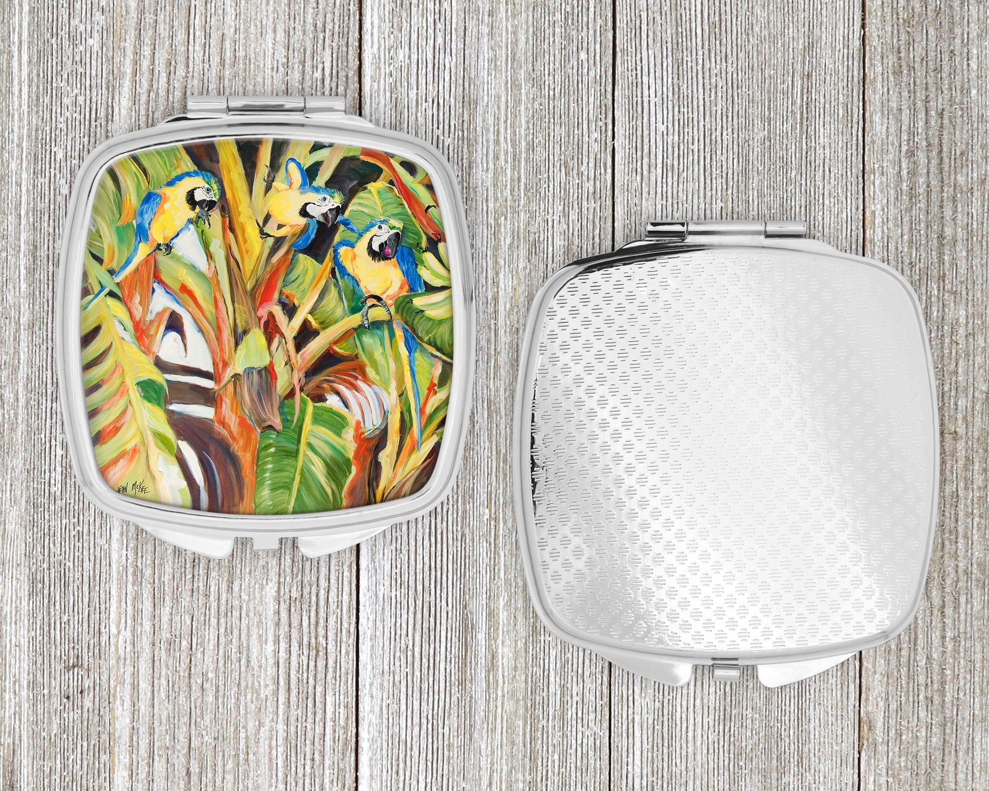Parrots Compact Mirror Decorative Travel Makeup Mirror for Women Girls Gifts Pocket Makeup Mirror Folding Handheld