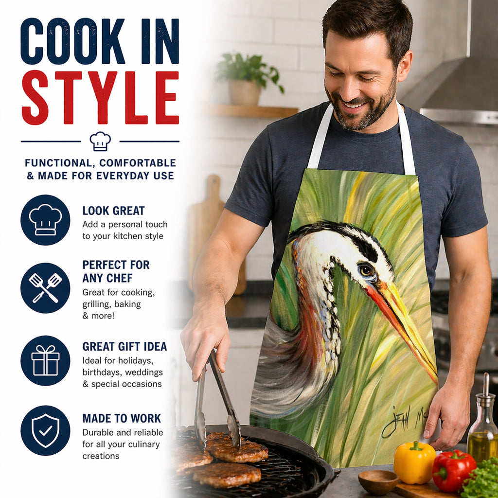 Blue Heron Apron Cooking Kitchen Server Baking Crafts Gardening for Adult Women Men, Unisex, Large, Multicolor