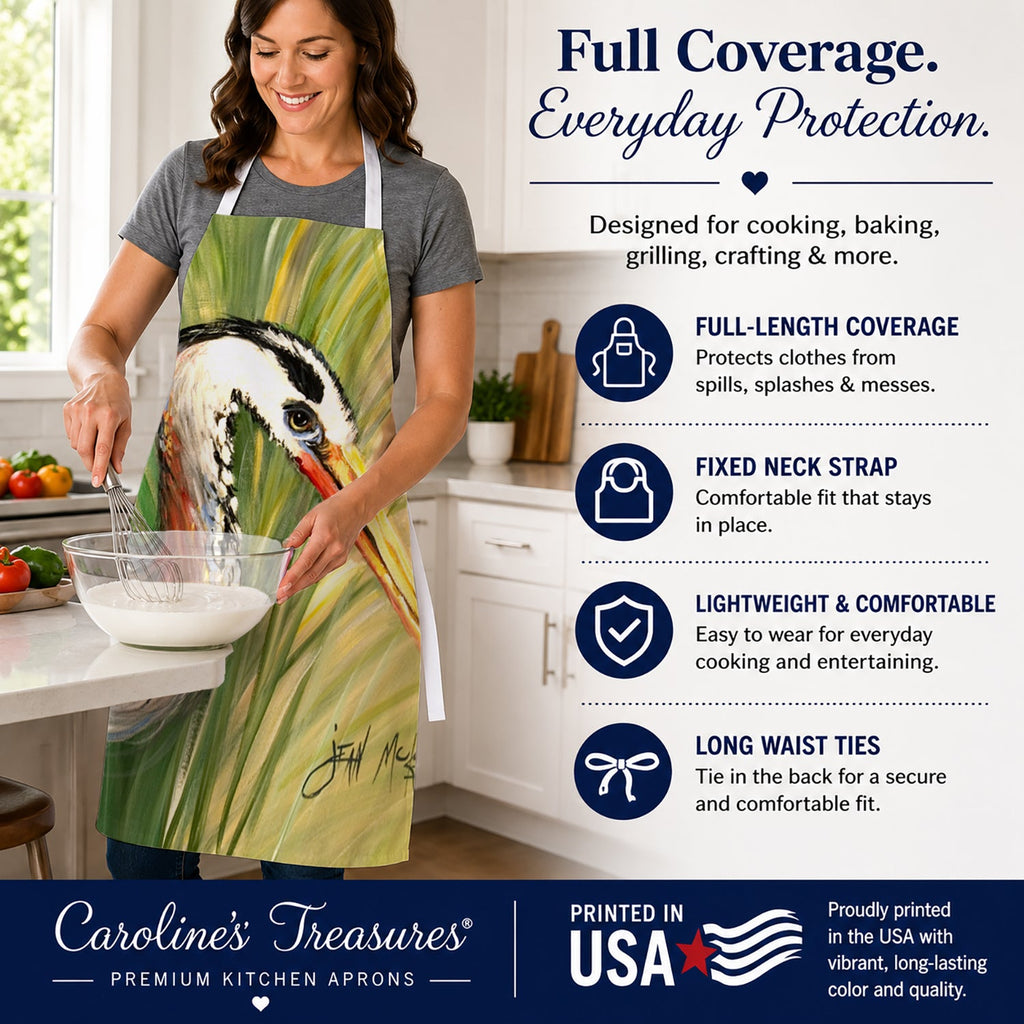Blue Heron Apron Cooking Kitchen Server Baking Crafts Gardening for Adult Women Men, Unisex, Large, Multicolor