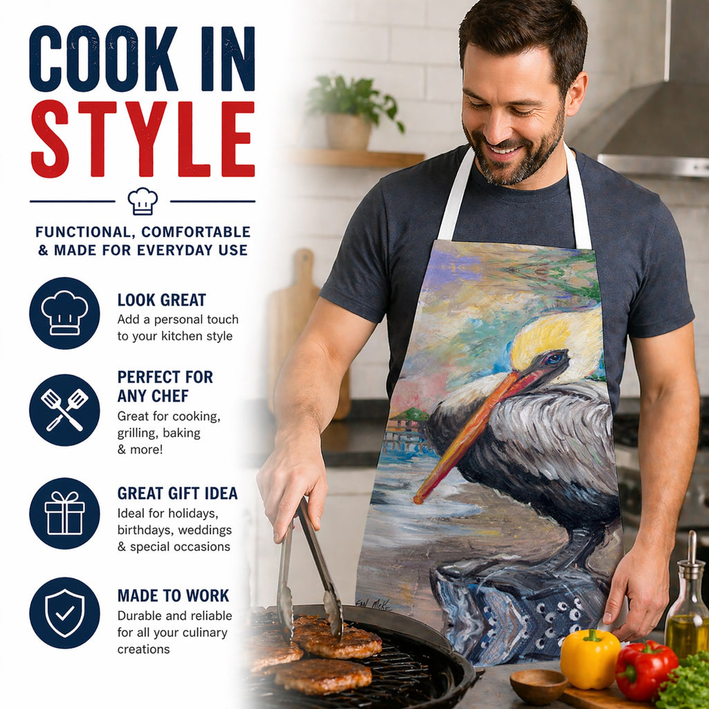 Bay View Pelican Apron Cooking Kitchen Server Baking Crafts Gardening for Adult Women Men, Unisex, Large, Multicolor