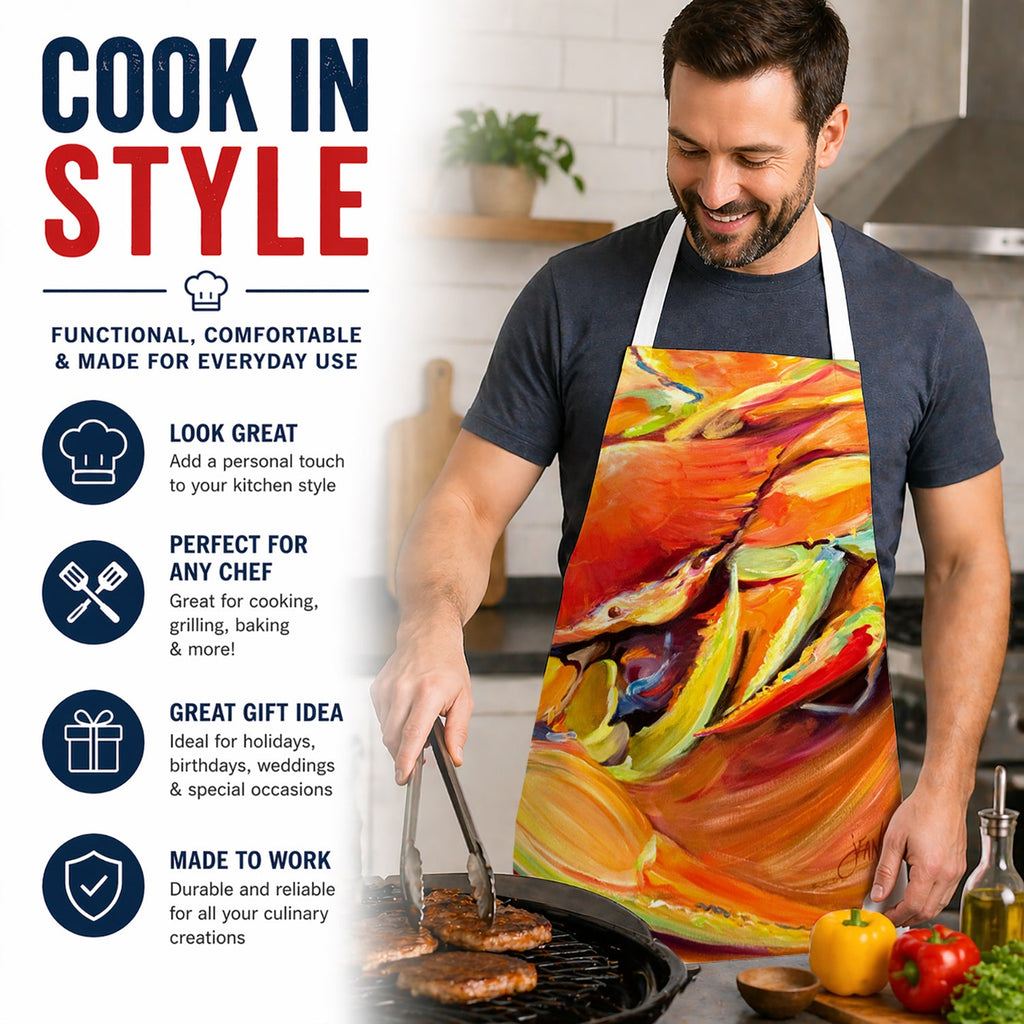 Spice Crab Apron Cooking Kitchen Server Baking Crafts Gardening for Adult Women Men, Unisex, Large, Multicolor