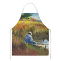 Fisherman on the bank Apron Cooking Kitchen Server Baking Crafts Gardening for Adult Women Men, Unisex, Large, Multicolor