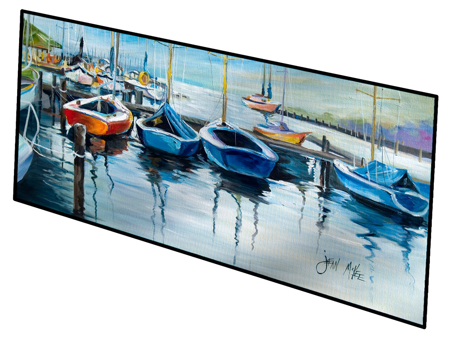 Sailboats waiting at the dock Runner Mat 28x58 Front Door Mat Indoor Outdoor Rugs for Entryway Hallway Foyer Non Slip Washable Wide Doormat