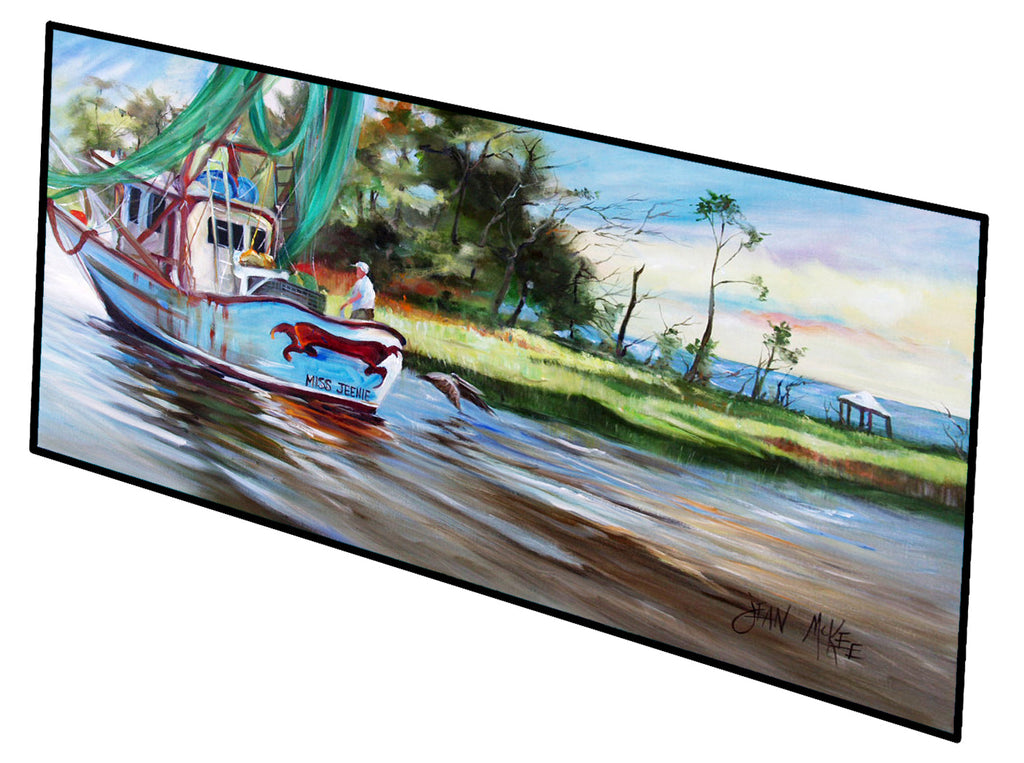 Shrimp Boats Miss Jeanie Runner Mat 28x58 Front Door Mat Indoor Outdoor Rugs for Entryway Hallway Foyer Non Slip Washable Wide Doormat