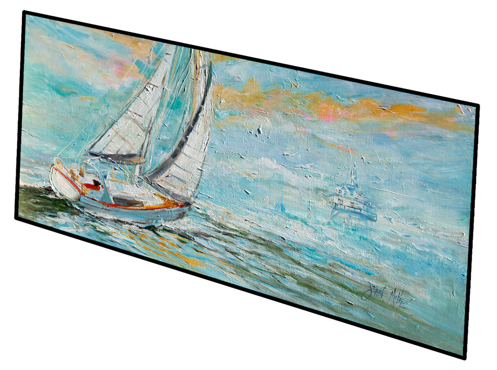 Sailboats Sailing to Middle Bay Runner Mat 28x58 Front Door Mat Indoor Outdoor Rugs for Entryway Hallway Foyer Non Slip Washable Wide Doormat