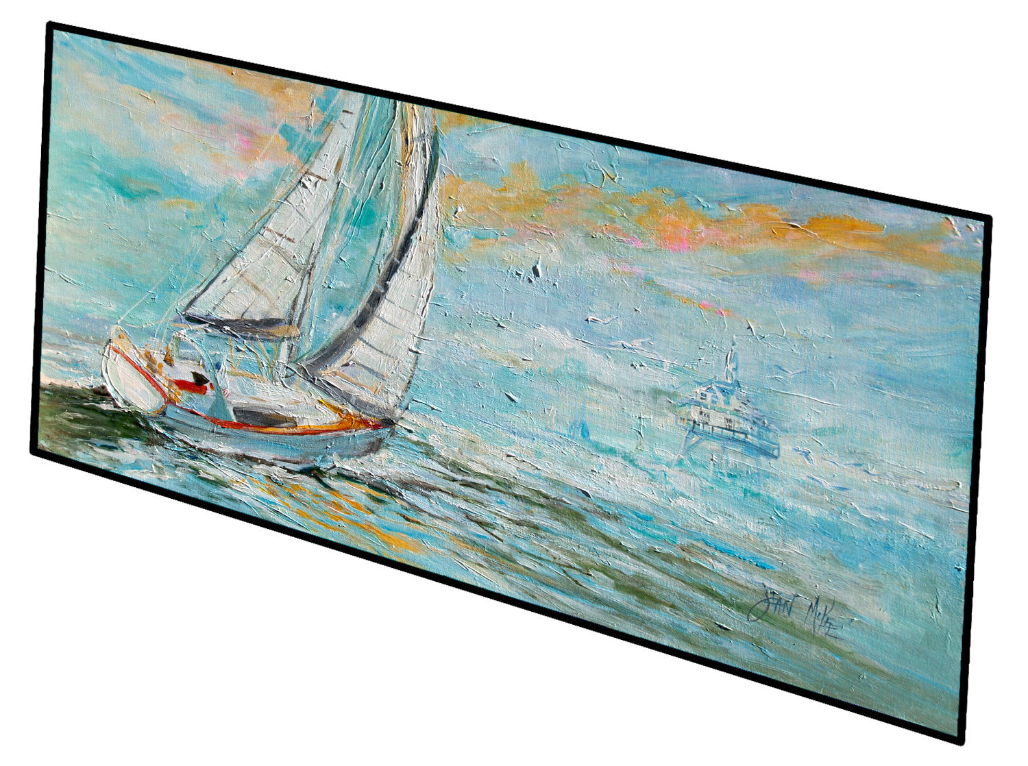 Sailboats Sailing to Middle Bay Runner Mat 28x58 Front Door Mat Indoor Outdoor Rugs for Entryway Hallway Foyer Non Slip Washable Wide Doormat