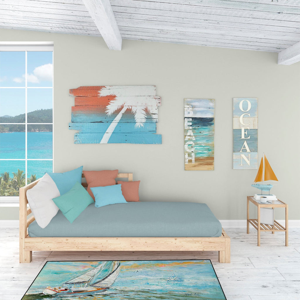 Sailboats Sailing to Middle Bay Runner Mat 28x58 Front Door Mat Indoor Outdoor Rugs for Entryway Hallway Foyer Non Slip Washable Wide Doormat