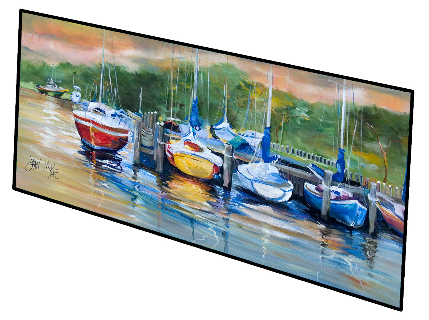 Sailboats Up the Creek Runner Mat 28x58 Front Door Mat Indoor Outdoor Rugs for Entryway Hallway Foyer Non Slip Washable Wide Doormat