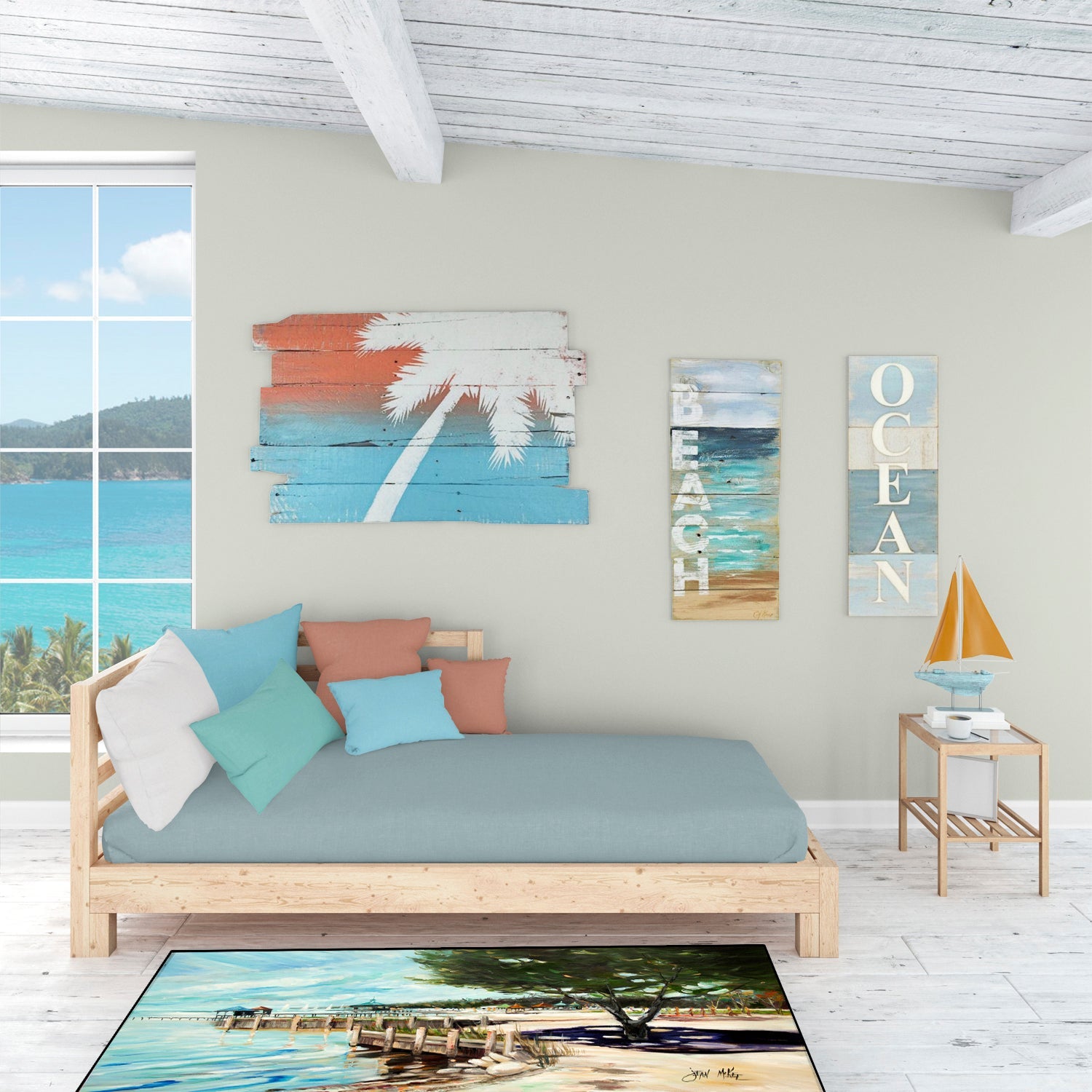 Going to the Pier Sailboats Runner Mat 28x58 Front Door Mat Indoor Outdoor Rugs for Entryway Hallway Foyer Non Slip Washable Wide Doormat
