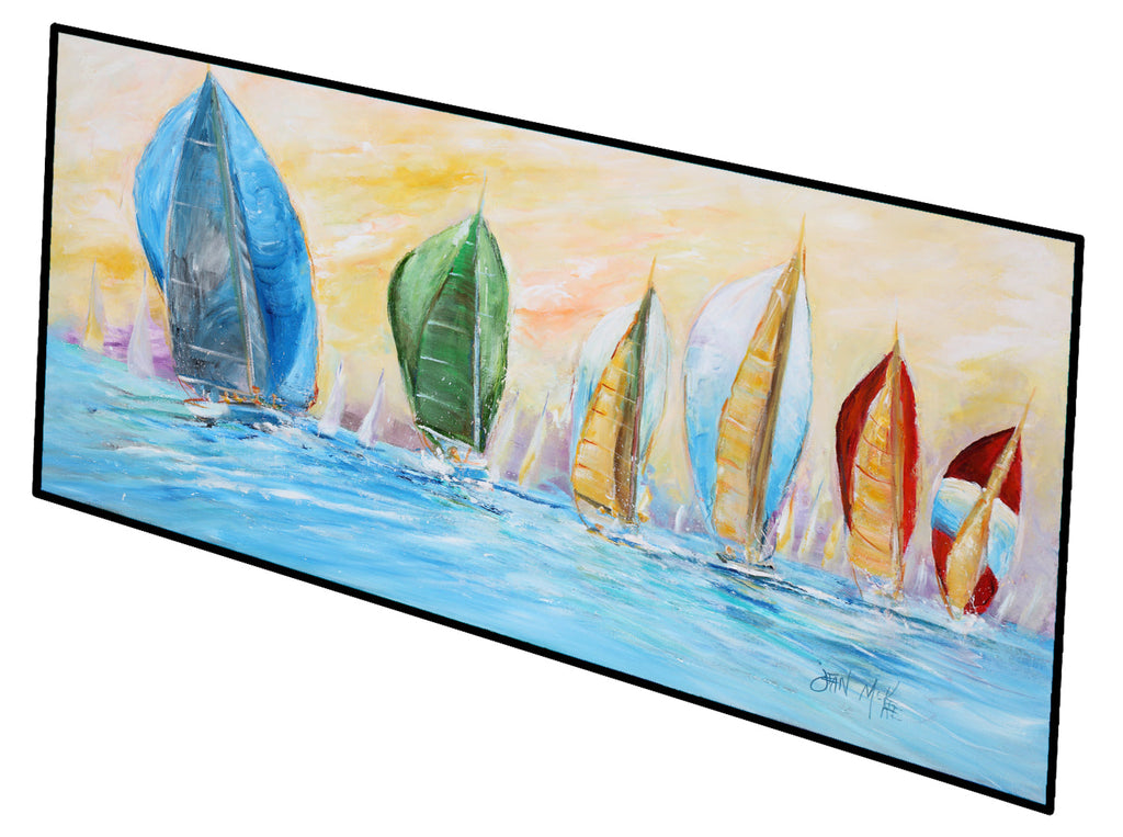 Sailboats on the water Runner Mat 28x58 Front Door Mat Indoor Outdoor Rugs for Entryway Hallway Foyer Non Slip Washable Wide Doormat