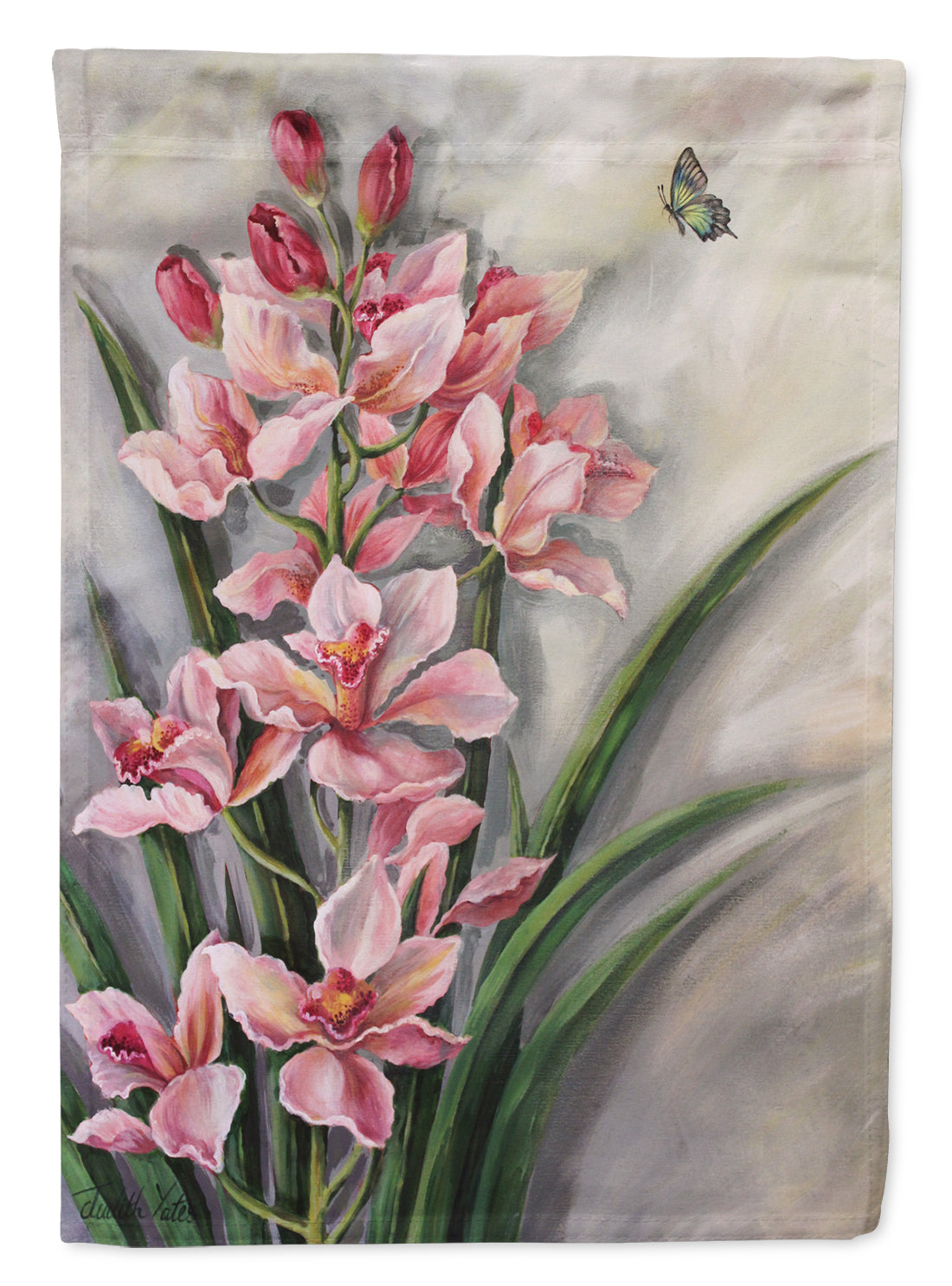 Orchids by Judith Yates House Flag 28x40 Porch Sleeve Pole Decorative Outside Yard Banner Artwork Wall Hanging, Polyester