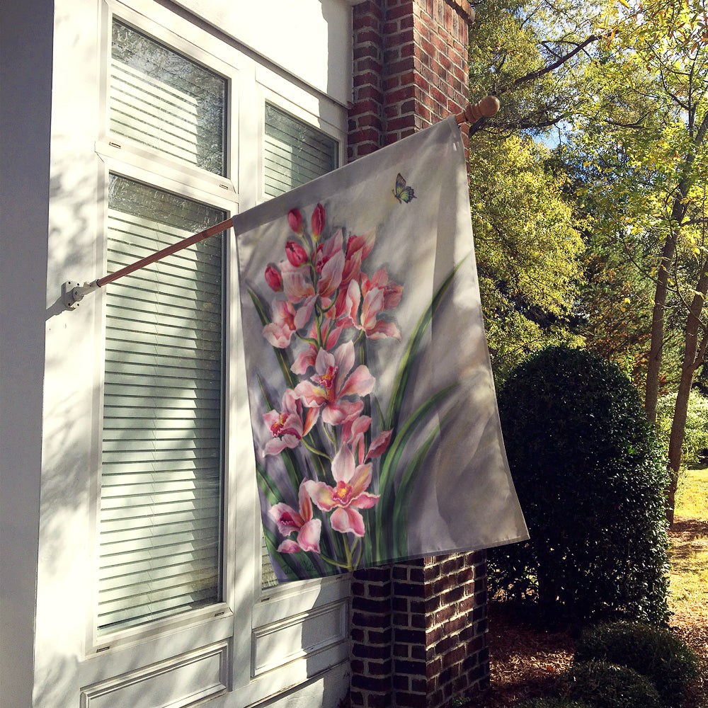 Orchids by Judith Yates House Flag 28x40 Porch Sleeve Pole Decorative Outside Yard Banner Artwork Wall Hanging, Polyester