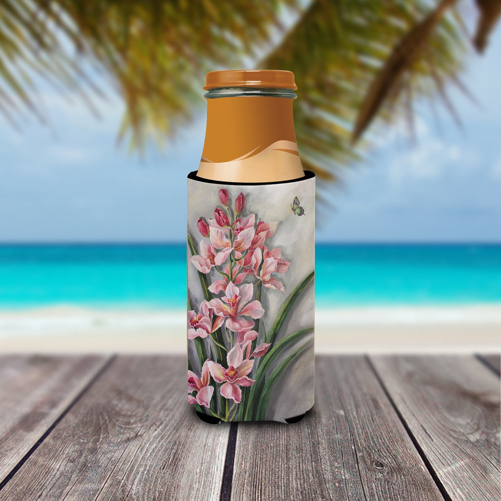 Orchids by Judith Yates Slim Can Hugger , Insulated Foam Hugger for 12 oz Slim Cans, Beer Bottles & Water Bottles, Printed in USA