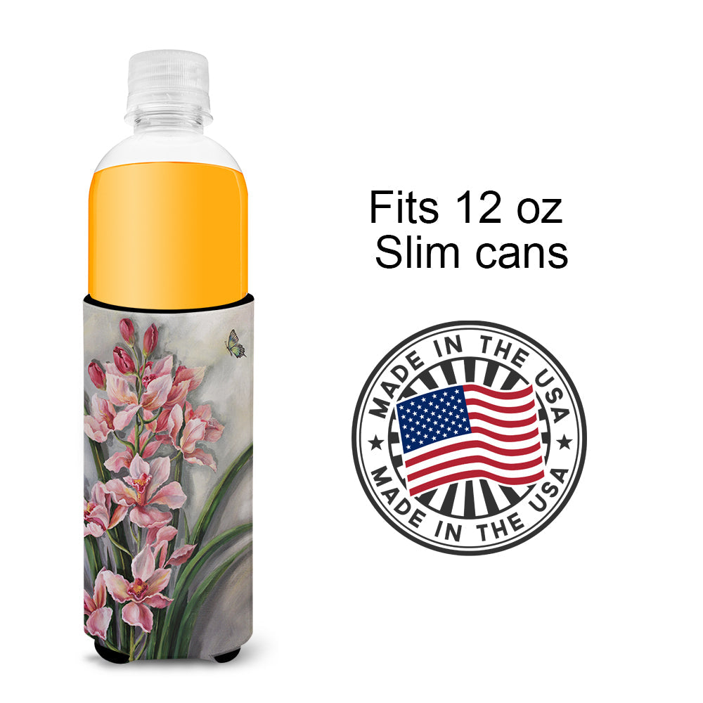 Orchids by Judith Yates Slim Can Hugger , Insulated Foam Hugger for 12 oz Slim Cans, Beer Bottles & Water Bottles, Printed in USA