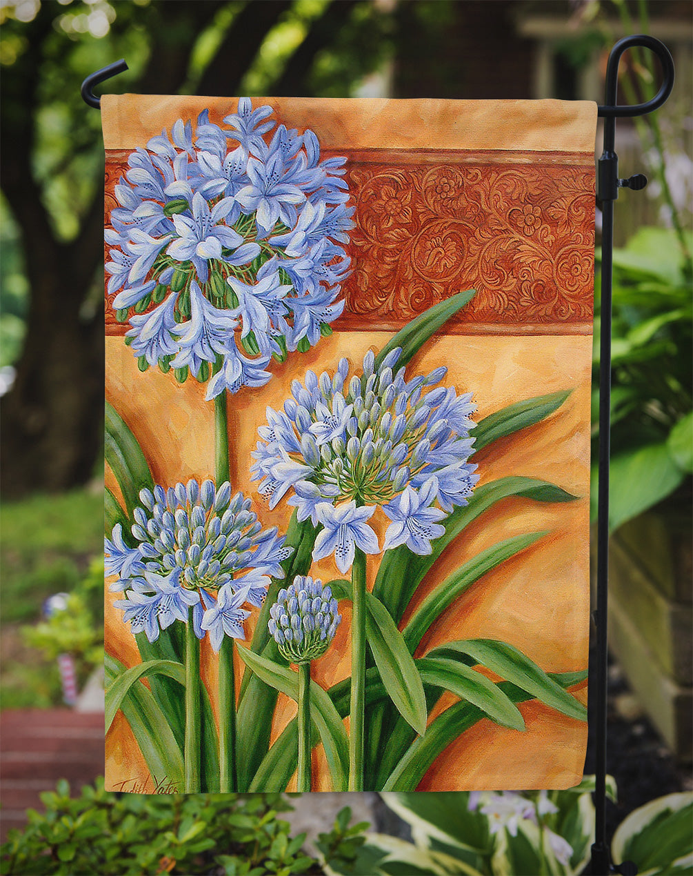 Agapanthus by Judith Yates Garden Flag Mailbox Decorative Yard Banner Outside Patio Artwork for Flower Beds, Garden Size, Multicolor