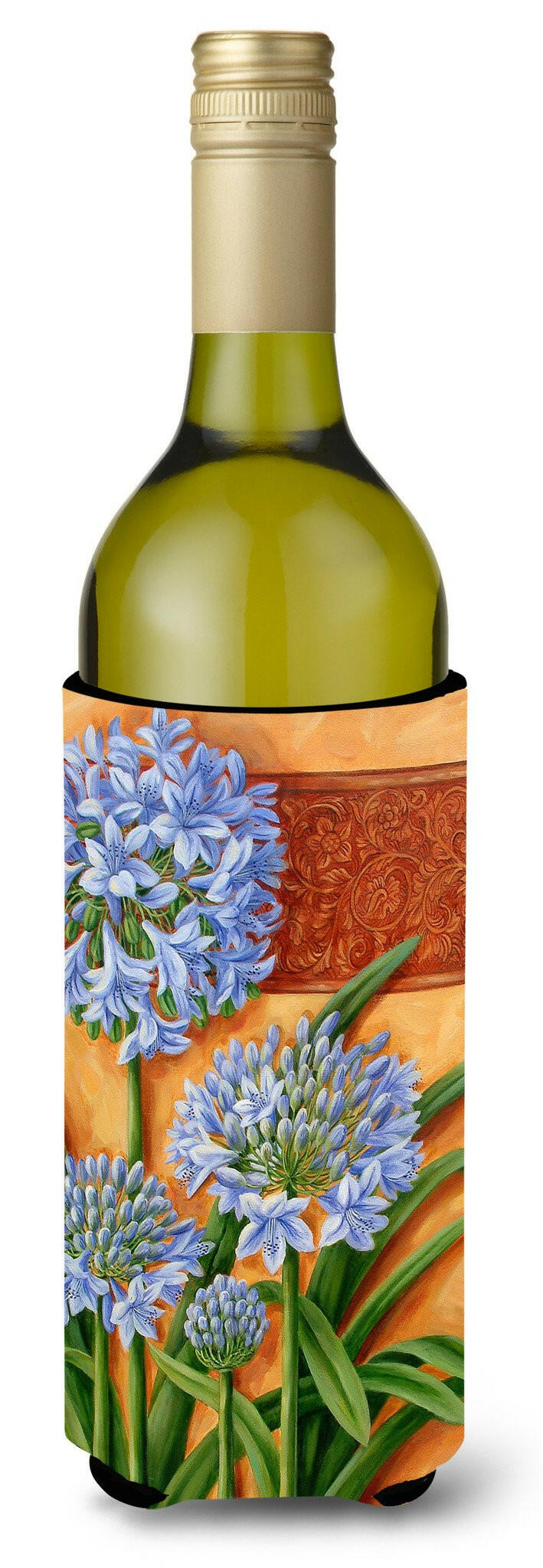 Agapanthus by Judith Yates Wine Bottle Hugger Gift Sleeve for Standard 750 ml Bottles, Insulated Reusable Also Fits Mini Shot & Pint Bottles