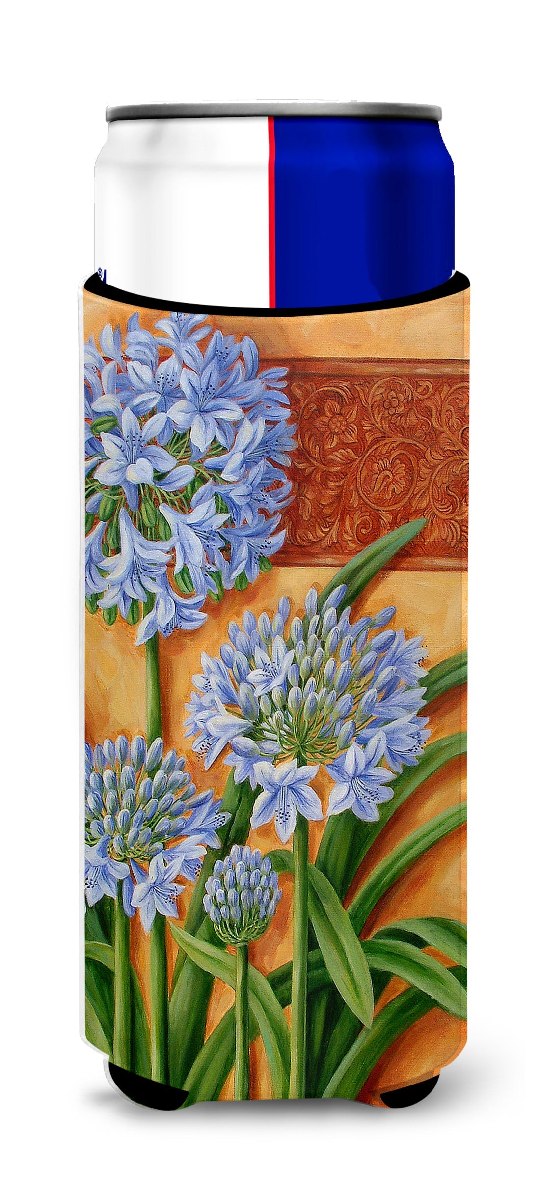 Agapanthus by Judith Yates Slim Can Hugger , Insulated Foam Hugger for 12 oz Slim Cans, Beer Bottles & Water Bottles, Printed in USA