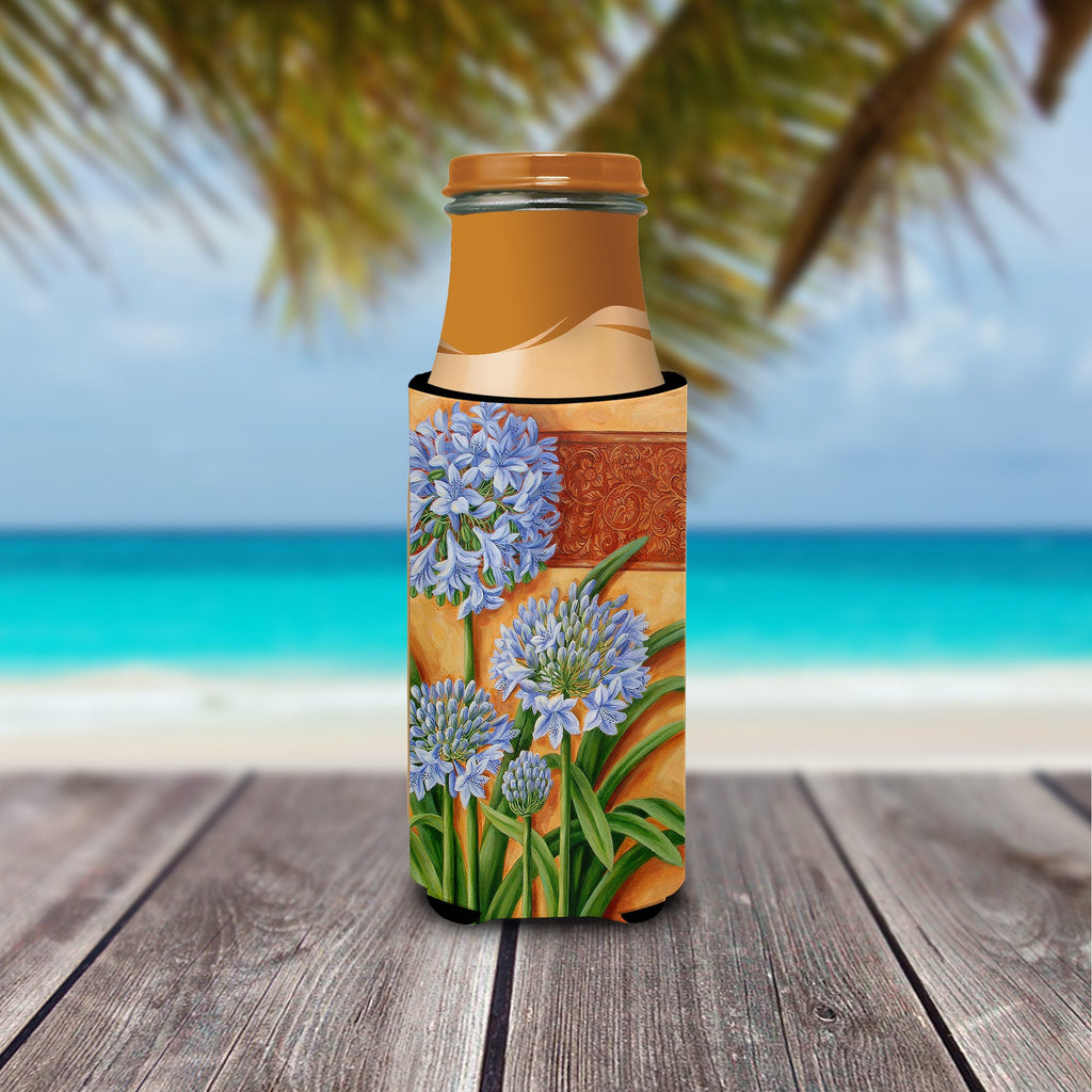 Agapanthus by Judith Yates Slim Can Hugger , Insulated Foam Hugger for 12 oz Slim Cans, Beer Bottles & Water Bottles, Printed in USA