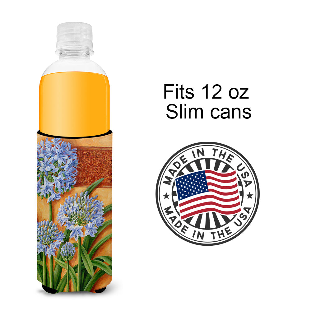Agapanthus by Judith Yates Slim Can Hugger , Insulated Foam Hugger for 12 oz Slim Cans, Beer Bottles & Water Bottles, Printed in USA