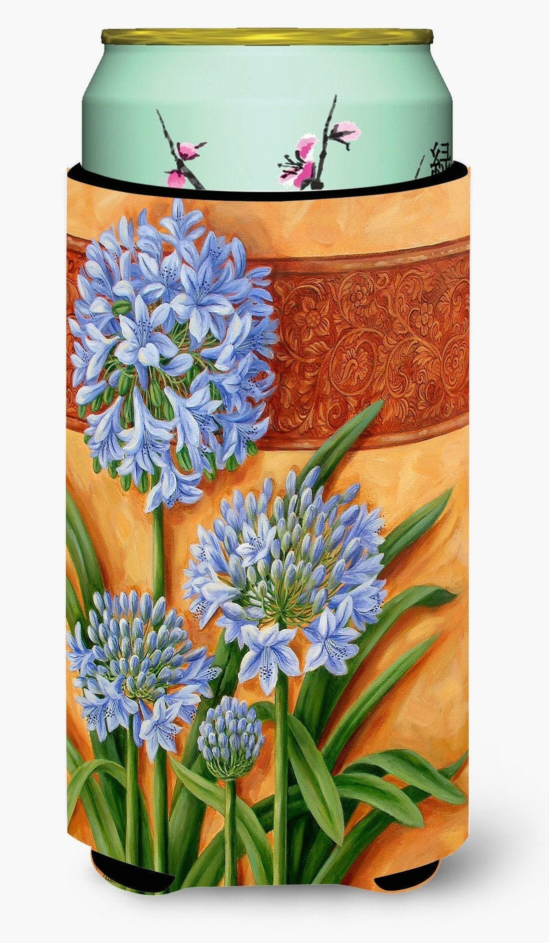 Agapanthus by Judith Yates Tall Boy Hugger Can Cooler Sleeve Machine Washable Drink Collapsible Insulator Beverage Insulated Holder