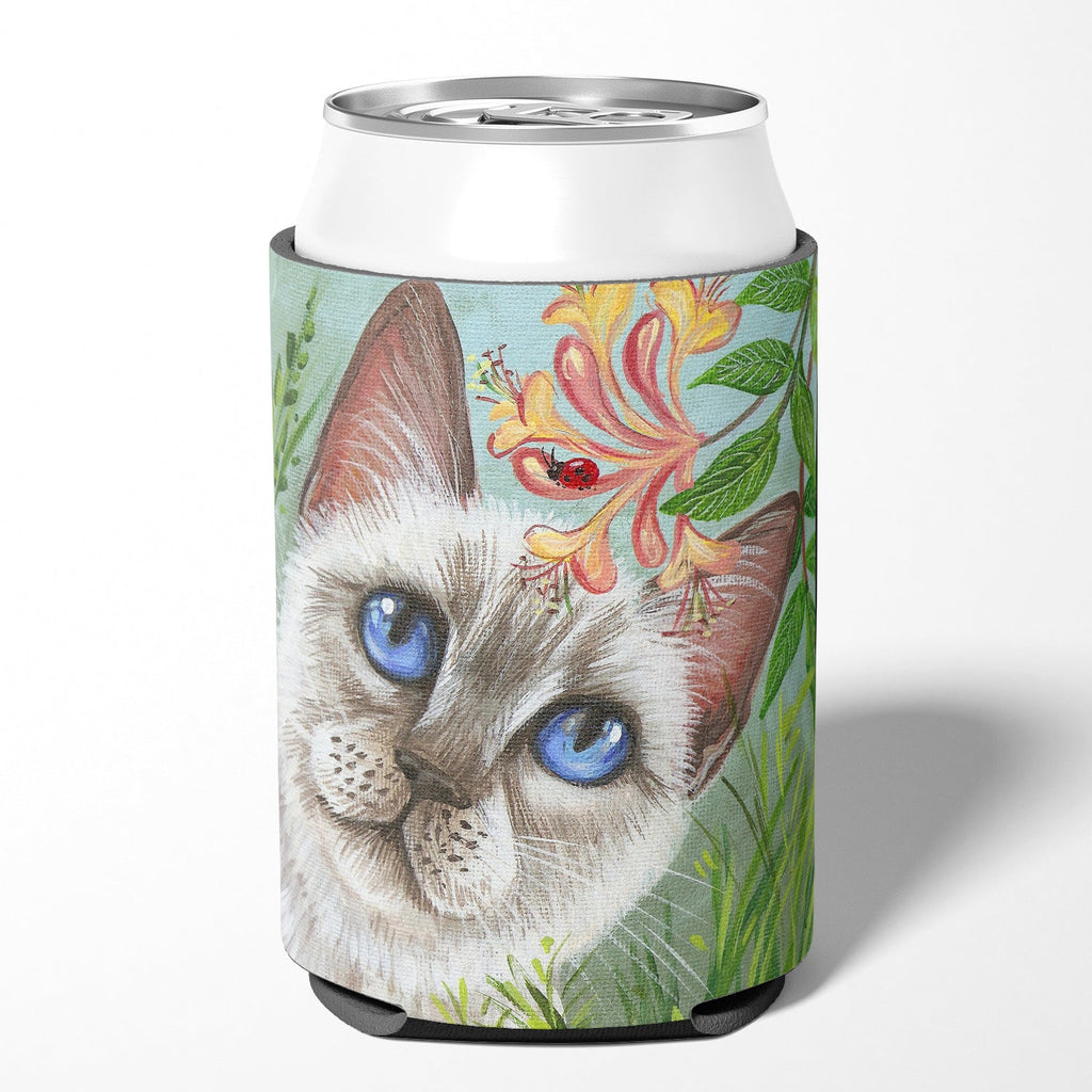 White Cat Saphire Eyes Can or Bottle Hugger Cooler Sleeve for Standard 12 oz Cans, Insulated Foam Beer & Soda Can Hugger Reusable