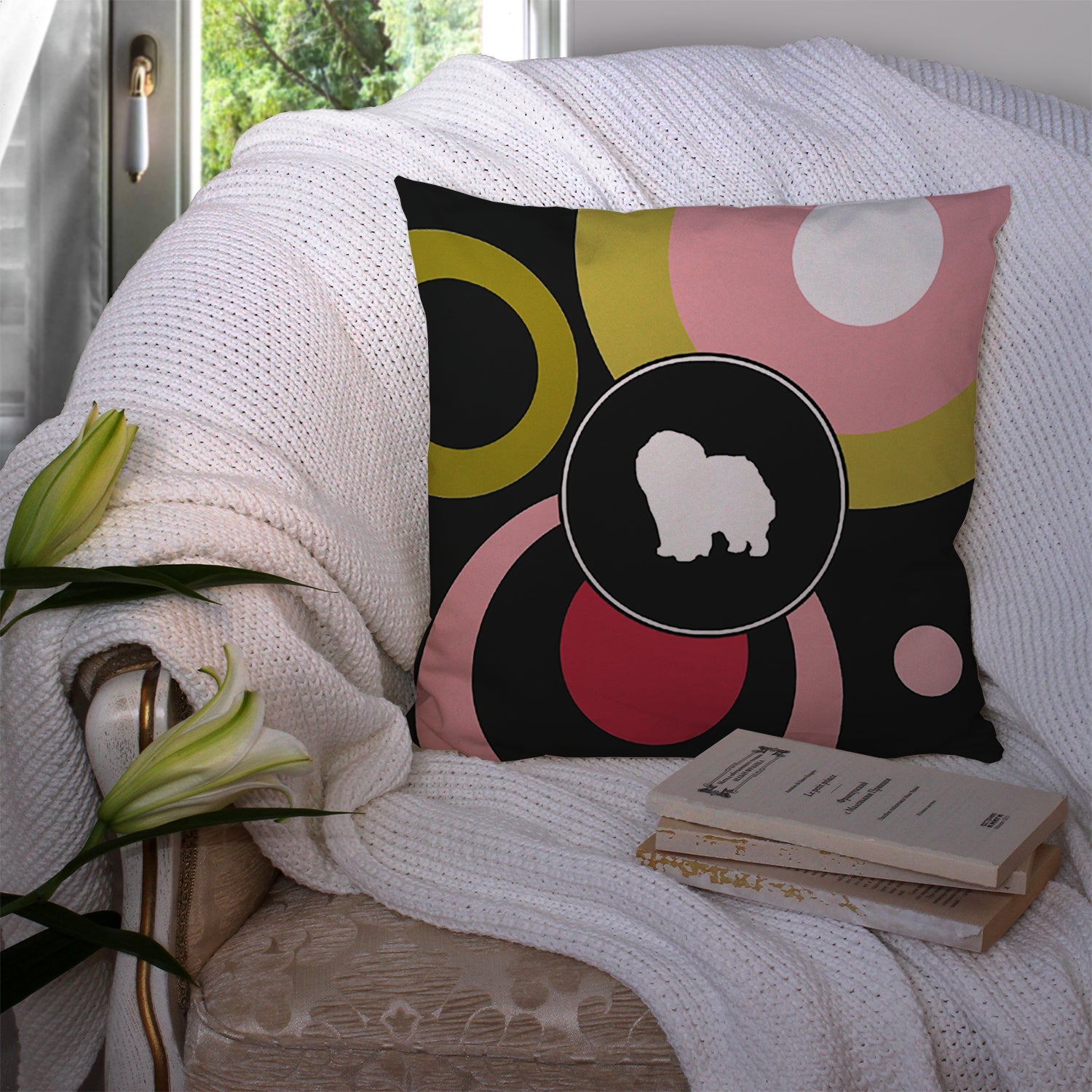 Decorative Throw Pillow 14x14 Indoor Outdoor Accent Cushion, Fabric Cover with Insert for Sofa, Bed, Porch & Living Room