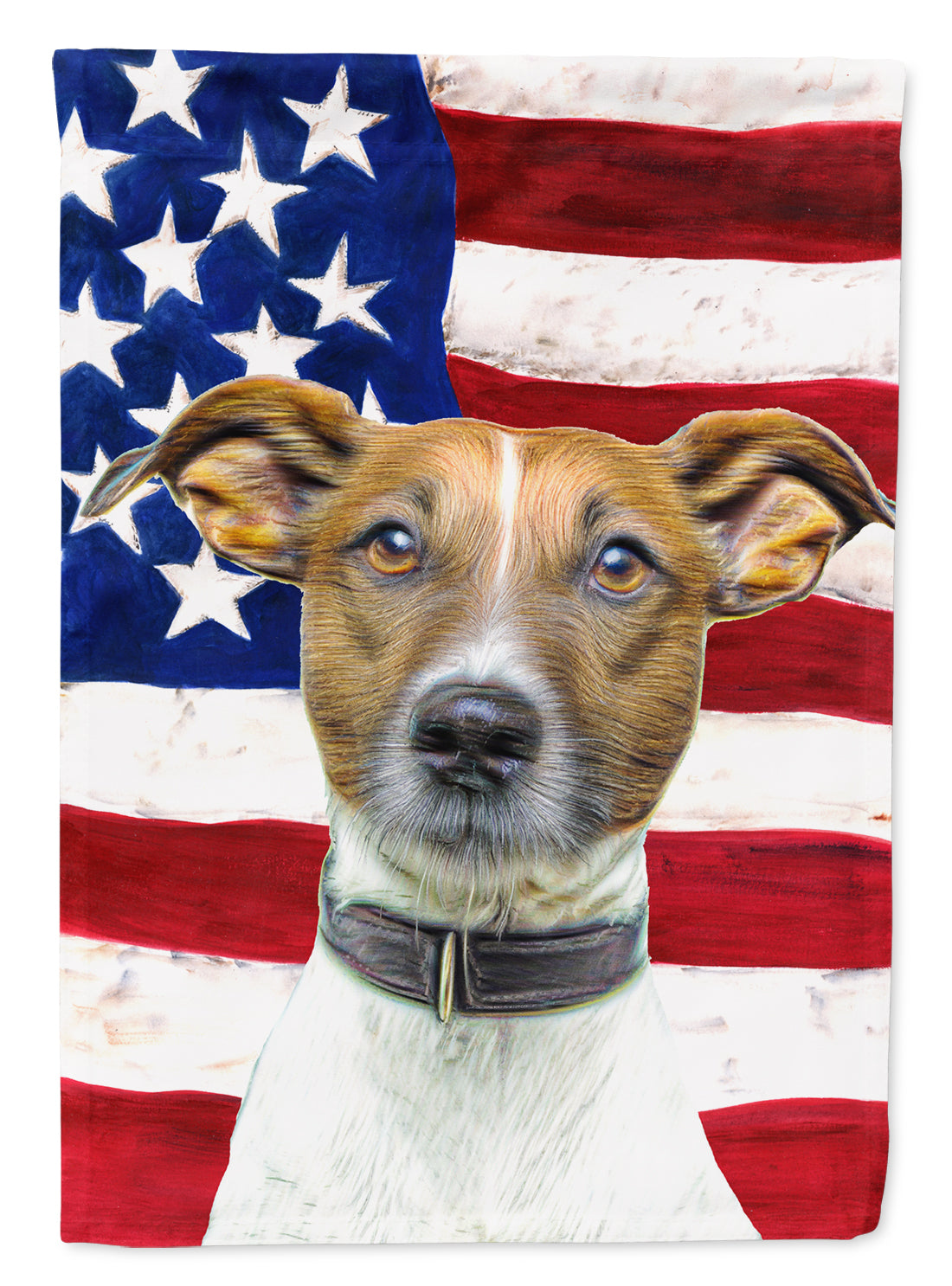 USA American Flag with Jack Russell Terrier House Flag 28x40 Porch Sleeve Pole Decorative Outside Yard Banner Artwork Wall Hanging, Polyester