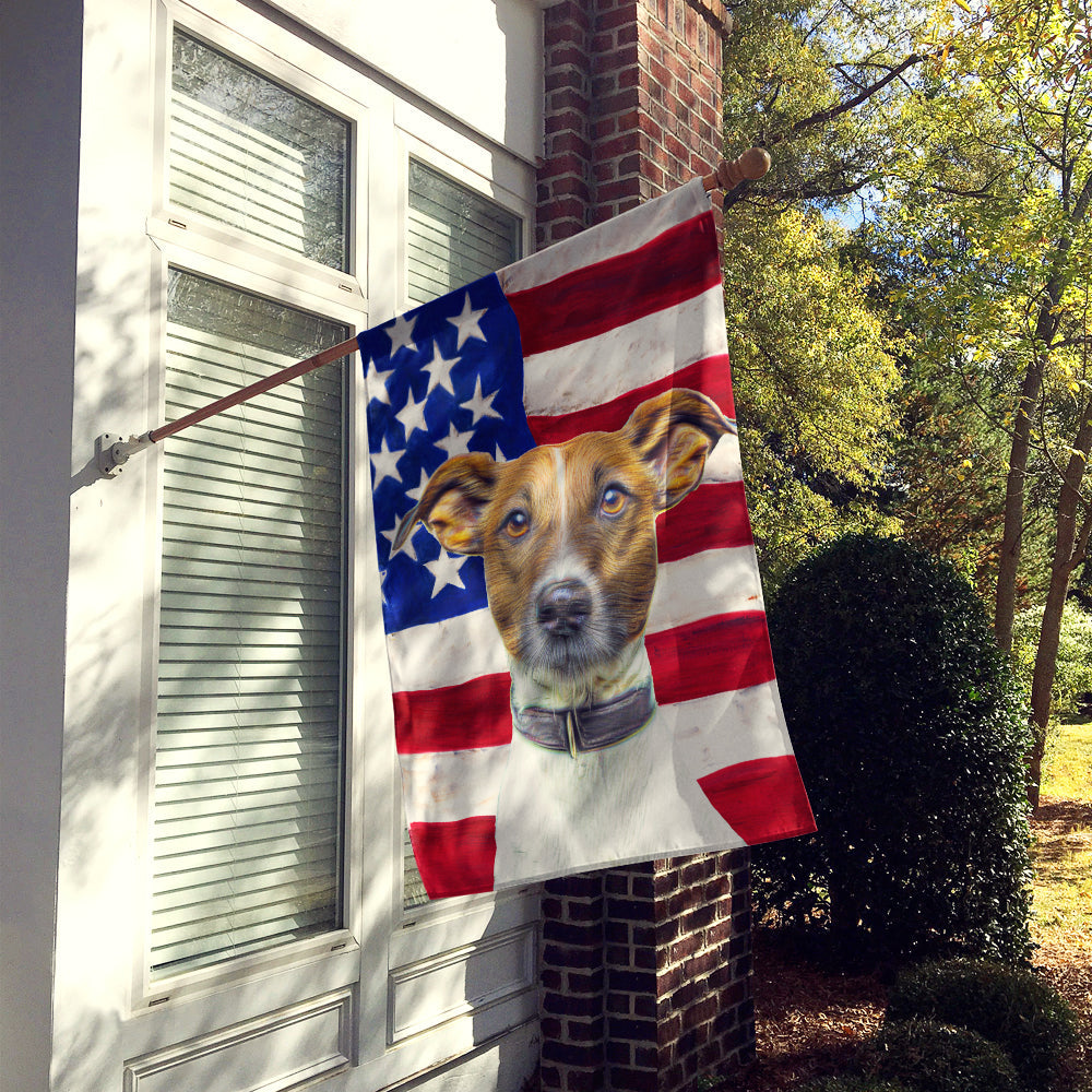 USA American Flag with Jack Russell Terrier House Flag 28x40 Porch Sleeve Pole Decorative Outside Yard Banner Artwork Wall Hanging, Polyester