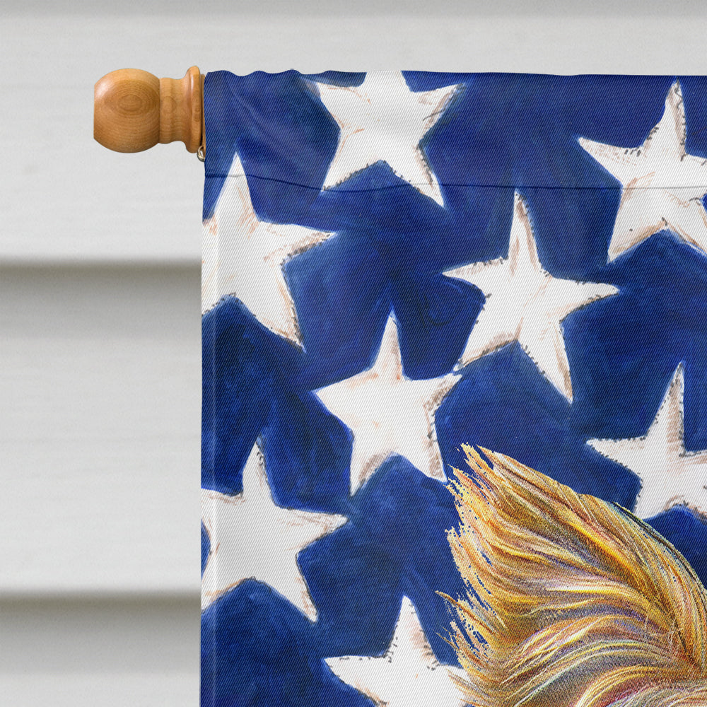 USA American Flag with Yorkie / Yorkshire Terrier House Flag 28x40 Porch Sleeve Pole Decorative Outside Yard Banner Artwork Wall Hanging, Polyester