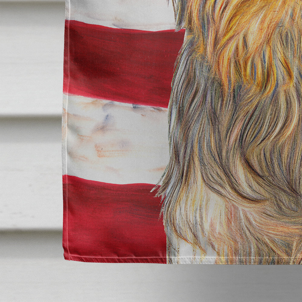 USA American Flag with Yorkie / Yorkshire Terrier House Flag 28x40 Porch Sleeve Pole Decorative Outside Yard Banner Artwork Wall Hanging, Polyester