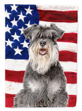 USA American Flag with Schnauzer House Flag 28x40 Porch Sleeve Pole Decorative Outside Yard Banner Artwork Wall Hanging, Polyester