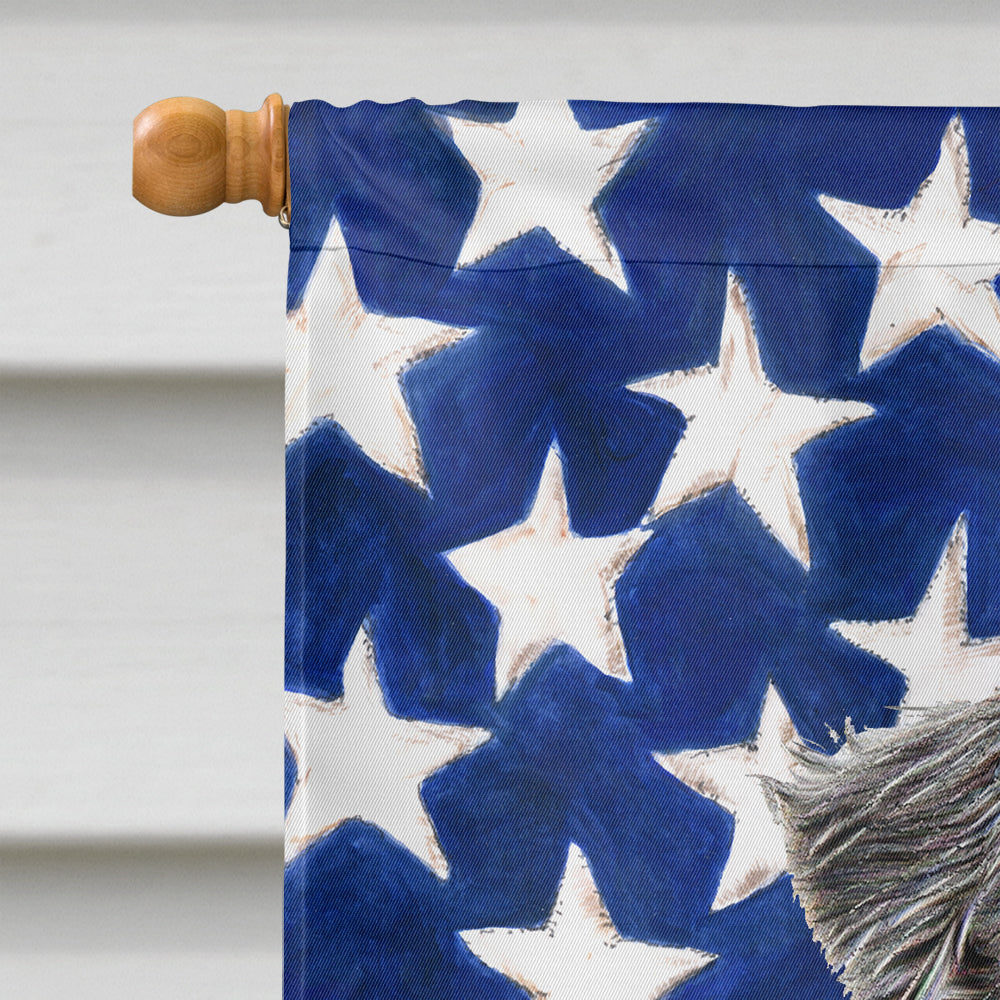 USA American Flag with Schnauzer House Flag 28x40 Porch Sleeve Pole Decorative Outside Yard Banner Artwork Wall Hanging, Polyester