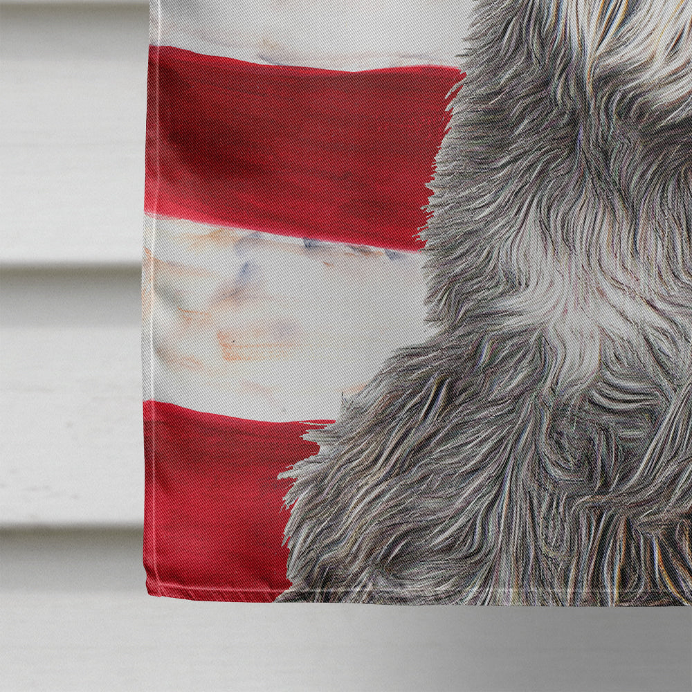 USA American Flag with Schnauzer House Flag 28x40 Porch Sleeve Pole Decorative Outside Yard Banner Artwork Wall Hanging, Polyester