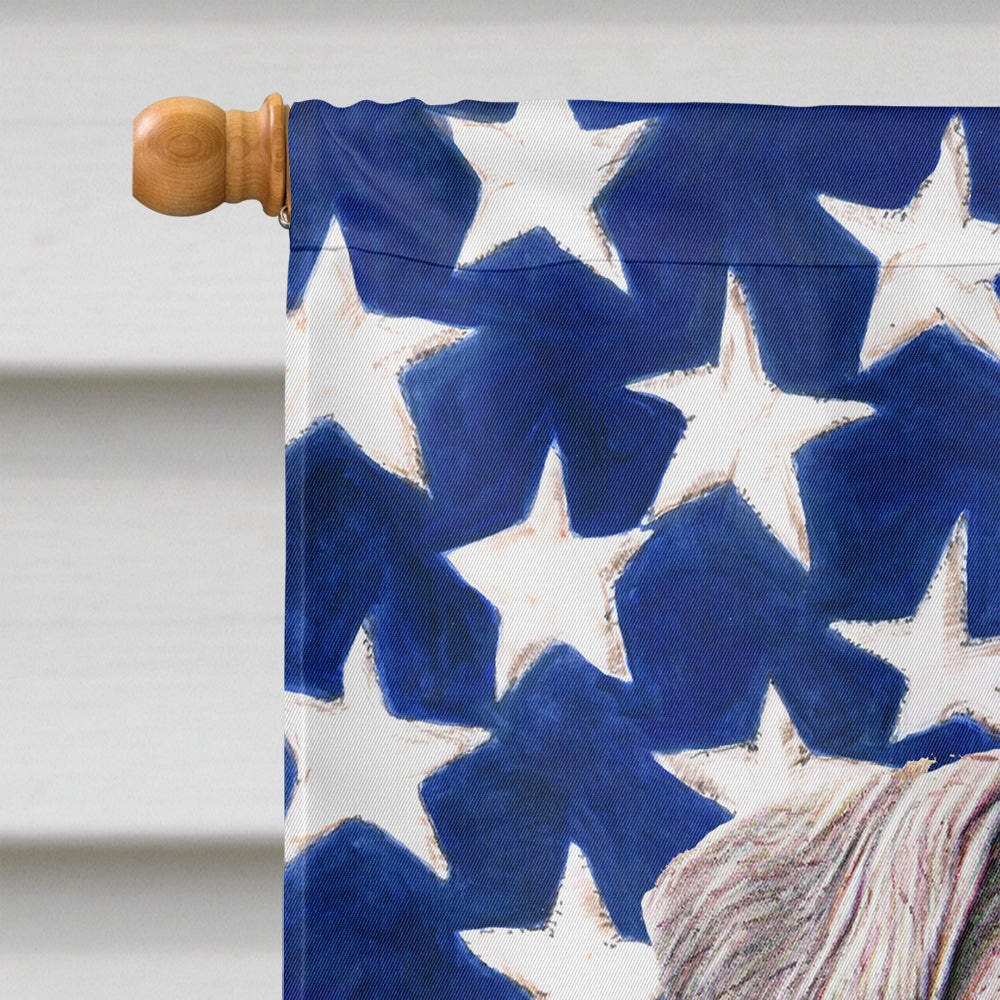 USA American Flag with Schnauzer House Flag 28x40 Porch Sleeve Pole Decorative Outside Yard Banner Artwork Wall Hanging, Polyester