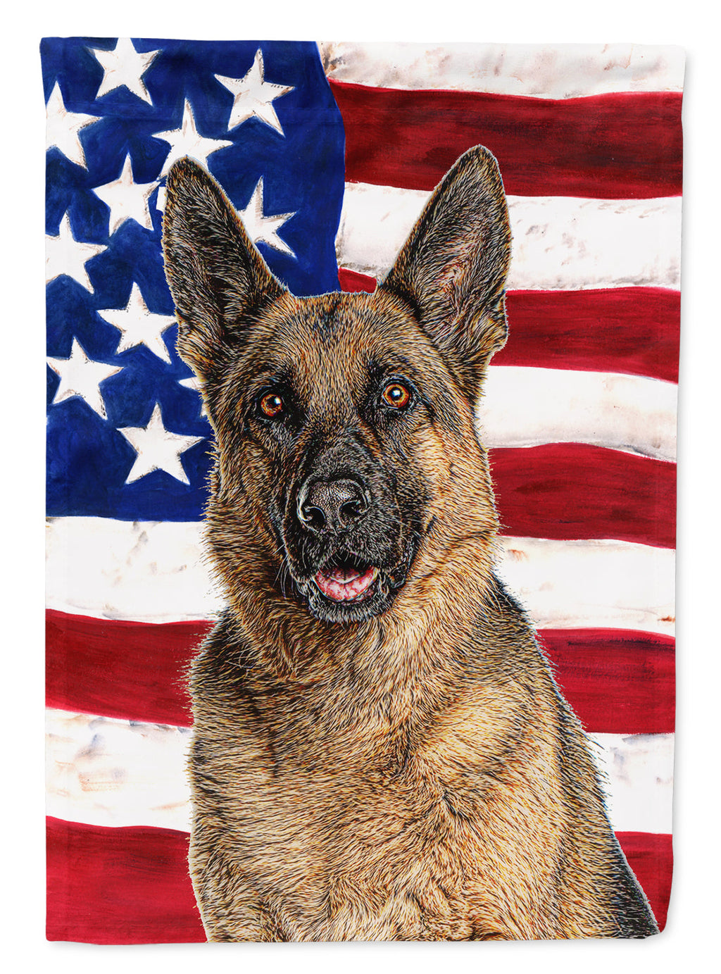 USA American Flag with German Shepherd House Flag 28x40 Porch Sleeve Pole Decorative Outside Yard Banner Artwork Wall Hanging, Polyester