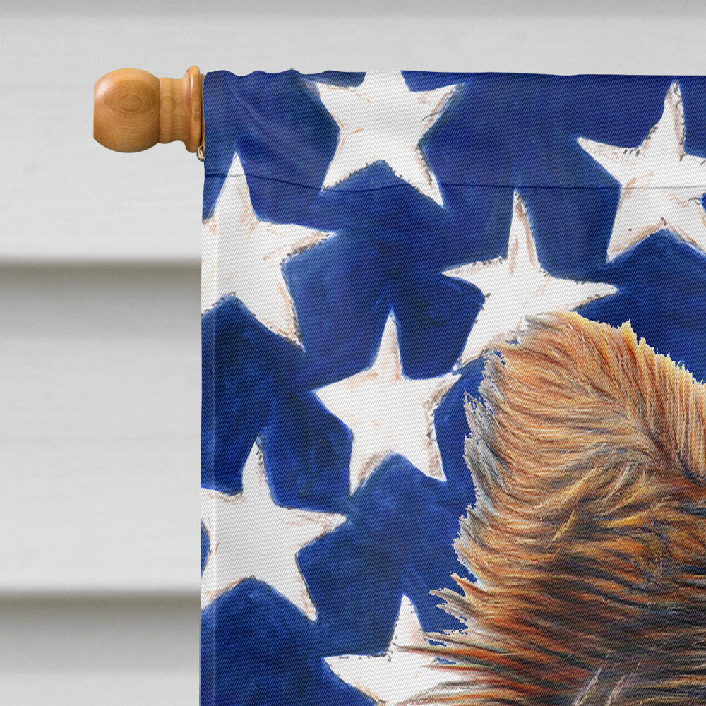 USA American Flag with Yorkie Puppy / Yorkshire Terrier House Flag 28x40 Porch Sleeve Pole Decorative Outside Yard Banner Artwork Wall Hanging, Polyester