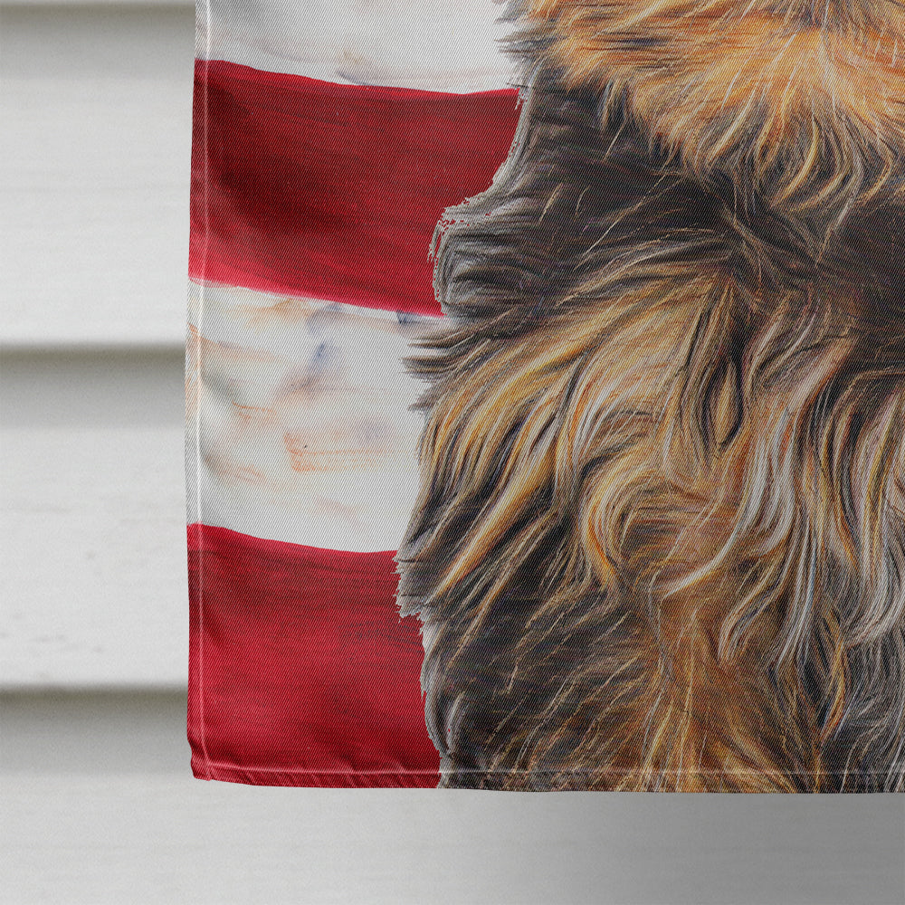 USA American Flag with Yorkie Puppy / Yorkshire Terrier House Flag 28x40 Porch Sleeve Pole Decorative Outside Yard Banner Artwork Wall Hanging, Polyester