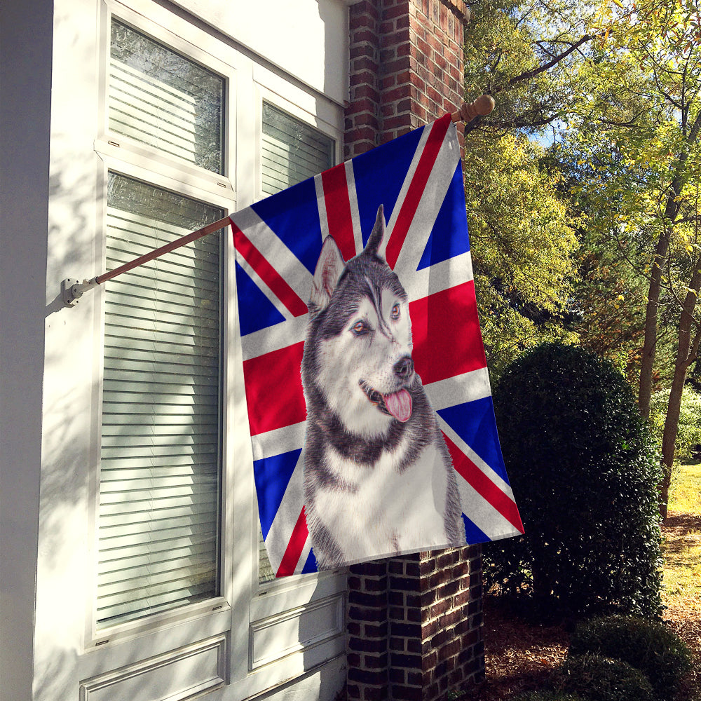 Alaskan Malamute with English Union Jack British Flag House Flag 28x40 Porch Sleeve Pole Decorative Outside Yard Banner Artwork Wall Hanging, Polyester
