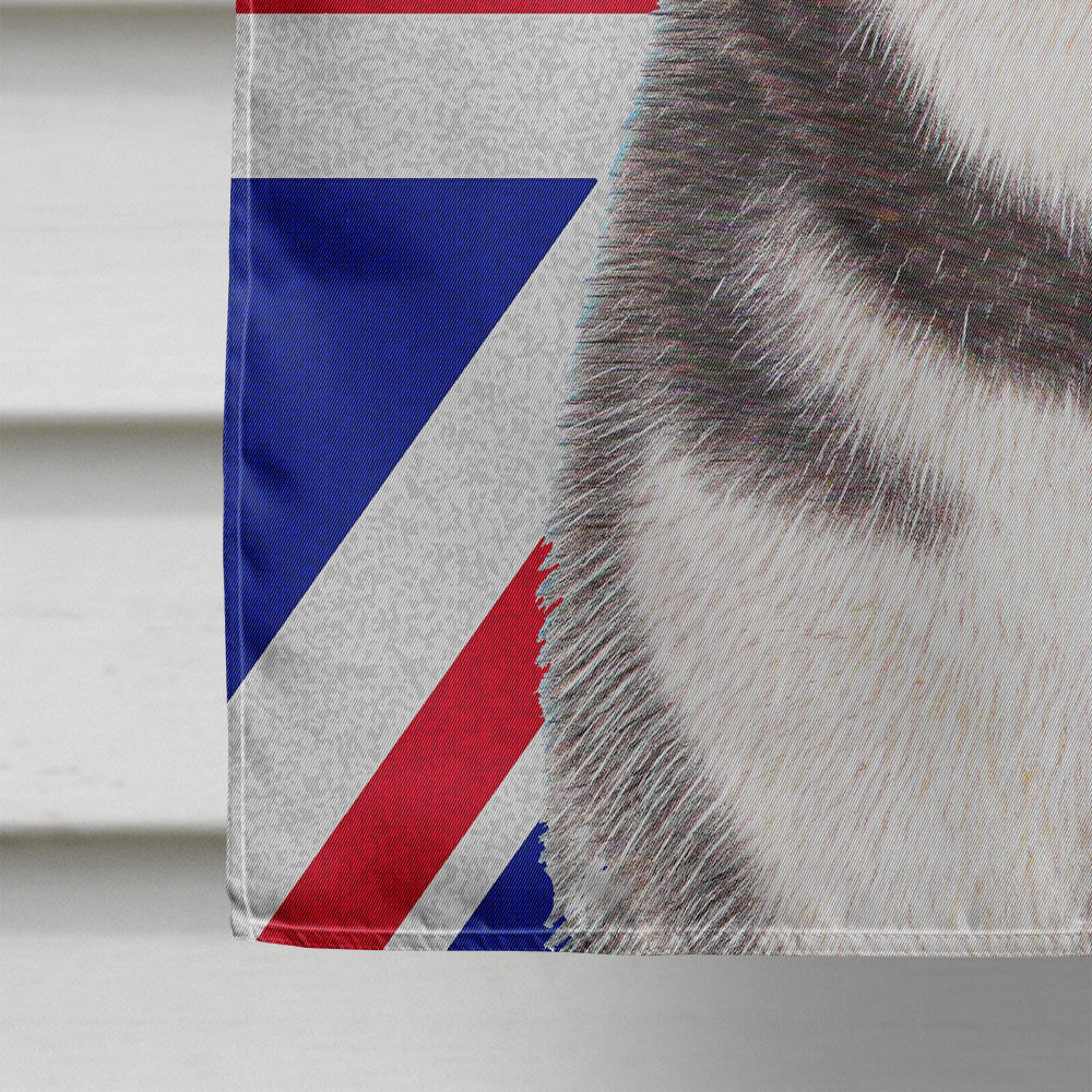 Alaskan Malamute with English Union Jack British Flag House Flag 28x40 Porch Sleeve Pole Decorative Outside Yard Banner Artwork Wall Hanging, Polyester