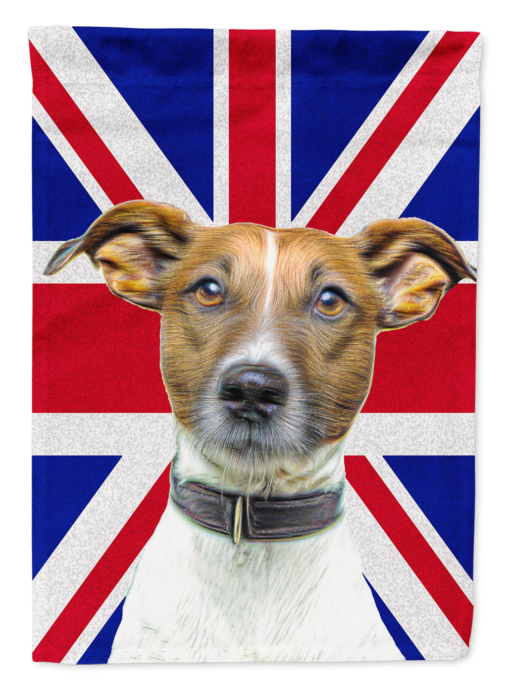 Jack Russell Terrier with English Union Jack British Flag House Flag 28x40 Porch Sleeve Pole Decorative Outside Yard Banner Artwork Wall Hanging, Polyester