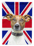 Jack Russell Terrier with English Union Jack British Flag House Flag 28x40 Porch Sleeve Pole Decorative Outside Yard Banner Artwork Wall Hanging, Polyester