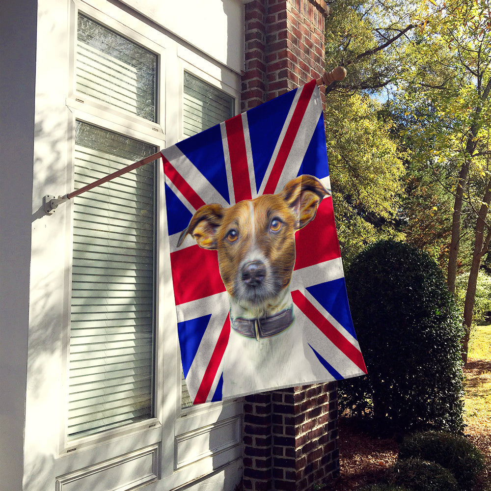Jack Russell Terrier with English Union Jack British Flag House Flag 28x40 Porch Sleeve Pole Decorative Outside Yard Banner Artwork Wall Hanging, Polyester