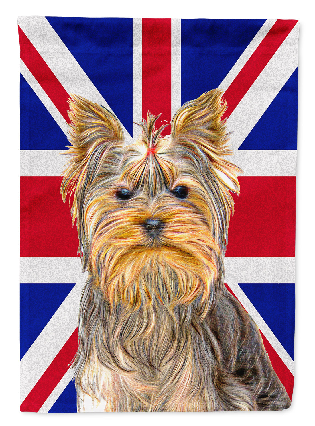 Yorkie / Yorkshire Terrier with English Union Jack British Flag House Flag 28x40 Porch Sleeve Pole Decorative Outside Yard Banner Artwork Wall Hanging, Polyester