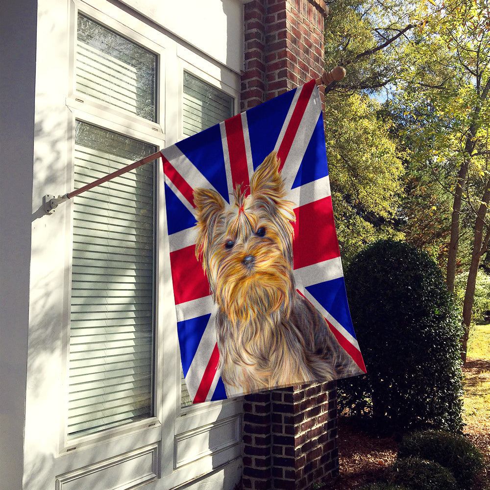 Yorkie / Yorkshire Terrier with English Union Jack British Flag House Flag 28x40 Porch Sleeve Pole Decorative Outside Yard Banner Artwork Wall Hanging, Polyester