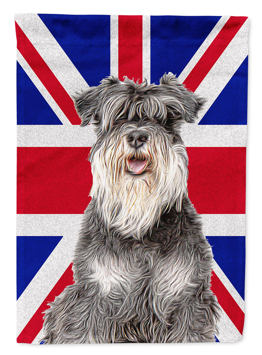 Schnauzer with English Union Jack British Flag House Flag 28x40 Porch Sleeve Pole Decorative Outside Yard Banner Artwork Wall Hanging, Polyester