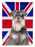 Schnauzer with English Union Jack British Flag House Flag 28x40 Porch Sleeve Pole Decorative Outside Yard Banner Artwork Wall Hanging, Polyester
