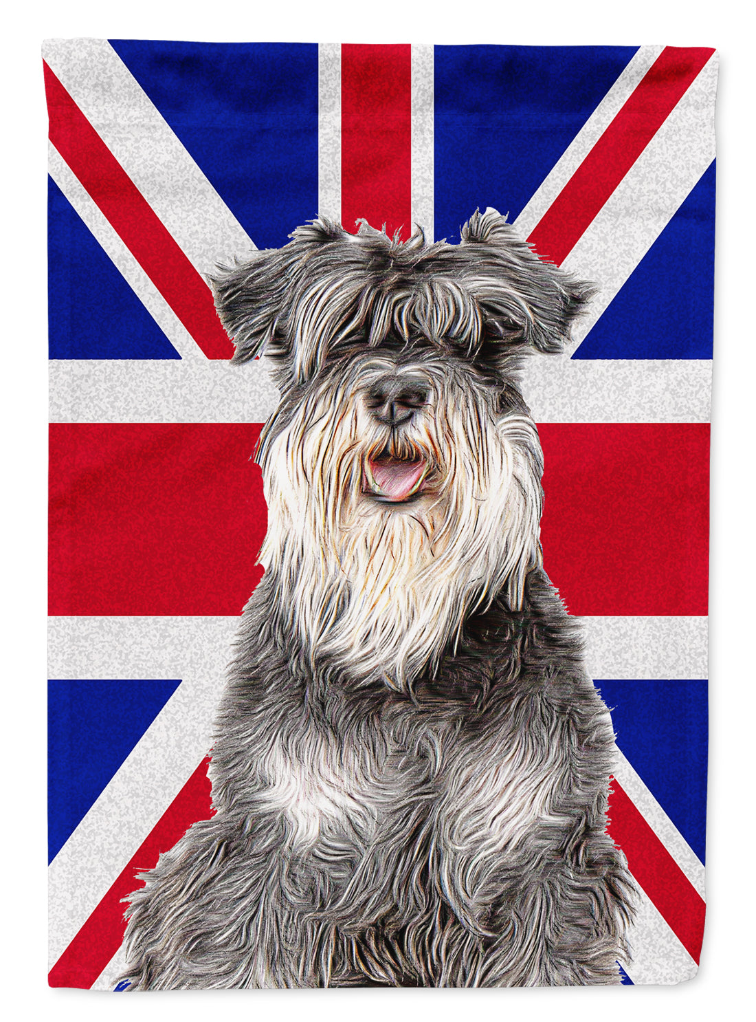 Schnauzer with English Union Jack British Flag House Flag 28x40 Porch Sleeve Pole Decorative Outside Yard Banner Artwork Wall Hanging, Polyester