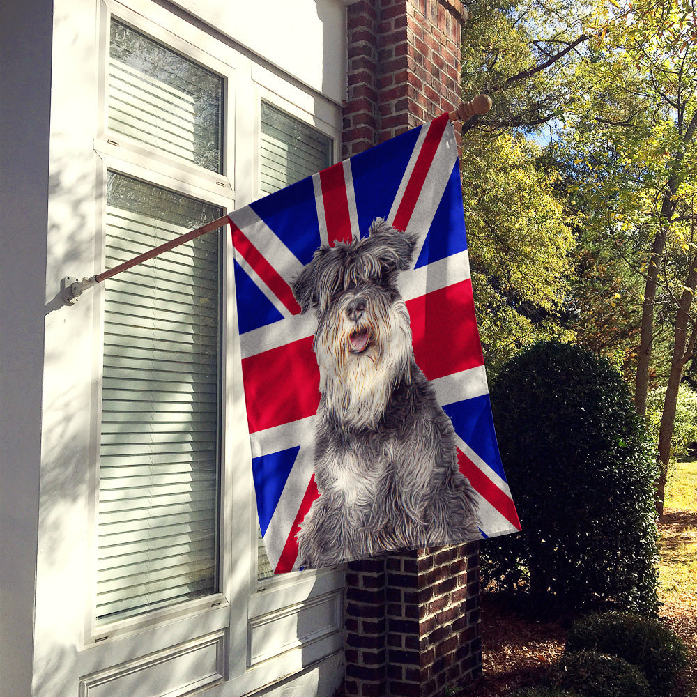 Schnauzer with English Union Jack British Flag House Flag 28x40 Porch Sleeve Pole Decorative Outside Yard Banner Artwork Wall Hanging, Polyester