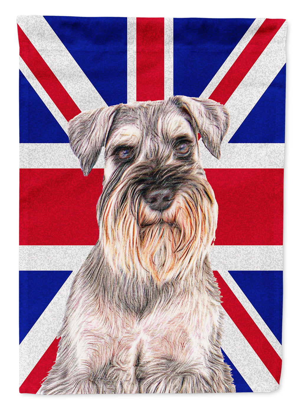 Schnauzer with English Union Jack British Flag House Flag 28x40 Porch Sleeve Pole Decorative Outside Yard Banner Artwork Wall Hanging, Polyester
